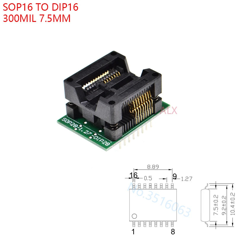 Sop8/Sop14/Sop16/Sop20/Sop28/44/Tssop8/Tssop16/Tssop20/Tssop28/TQFP32/LQFP44 To Dip Programmer Adapter Socket 150/208/173/300mil