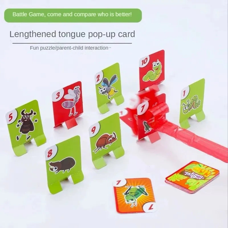 TikTok Funny Toys Frog Lizard Mask Wagging Tongue Lick Cards Board Games Parent-child Party Antistress Desktop Puzzle Game Toys
