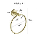 Towel Ring Black/Brushed Gold Stainless Steel Wall Hanging Drill Hole Towel Storage Rack Bathroom Accessories Round Towel Holder