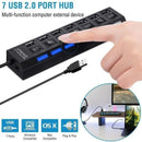 USB Hub 7-in-1 Adapter Multi Ports Use Power Adapter Extensor USB 2.0 PC Computer Accessories Switch USB for Pc Usb Port Laptop
