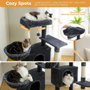 Height 120CM Cat Tree Condo for Indoor Multi-Layer Cat Tower with Self Groomer Sisal Scratching Posts Large House Hummock Perch