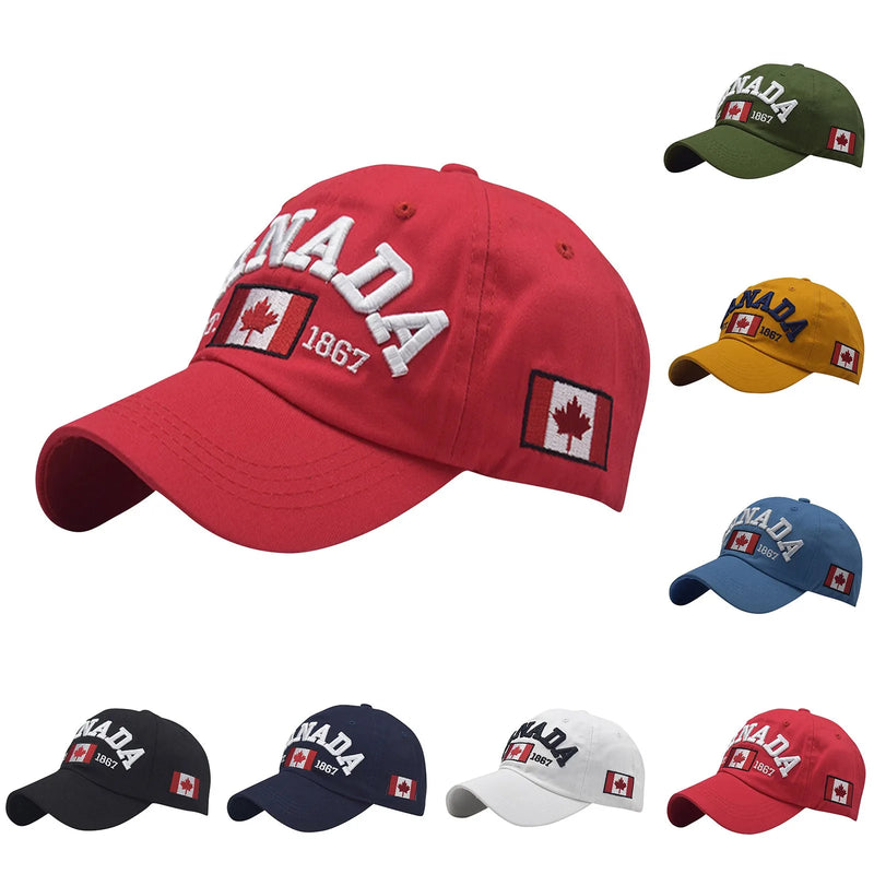Canada Caps Men Women Summer Fashion Dad Hat Flag Letter Embroidery Black White Baseball Cap Women Gorras Hombre Souvenirs