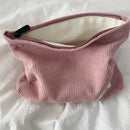 Women Large Cosmetic Bag Corduroy Cloth Girl Makeup Pouch Hand Travel Bag Lipstick Organizer Cases Zipper Clutch Phone Purse