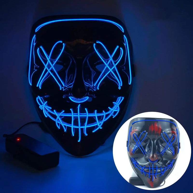 Halloween Masks of Terror Led Face Light Mask Scary Scream Bright Mask for Carnival Halloween Costumes for Men Glow in The Dark