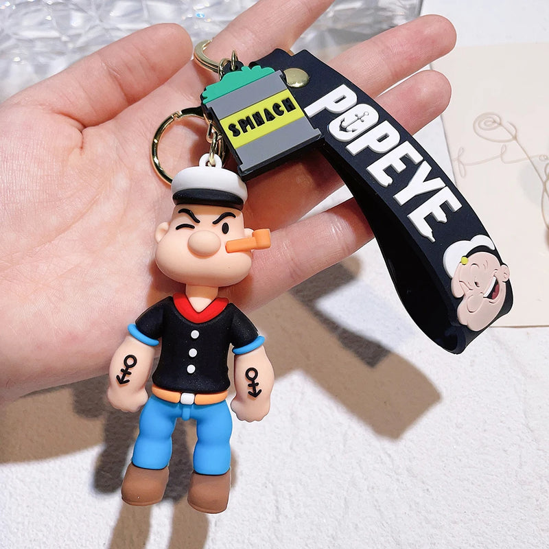 Anime Popeye Sailor Keychain Cartoon Figure Popeye Doll Pendant Key Chain Bag Car Keyring llaveros Jewelry Friends Gifts