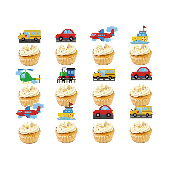 Cartoon Transport Birthday Decorations For Boys Children Disposable Tableware Paper Material Cups Napkins Plates Tablecloth