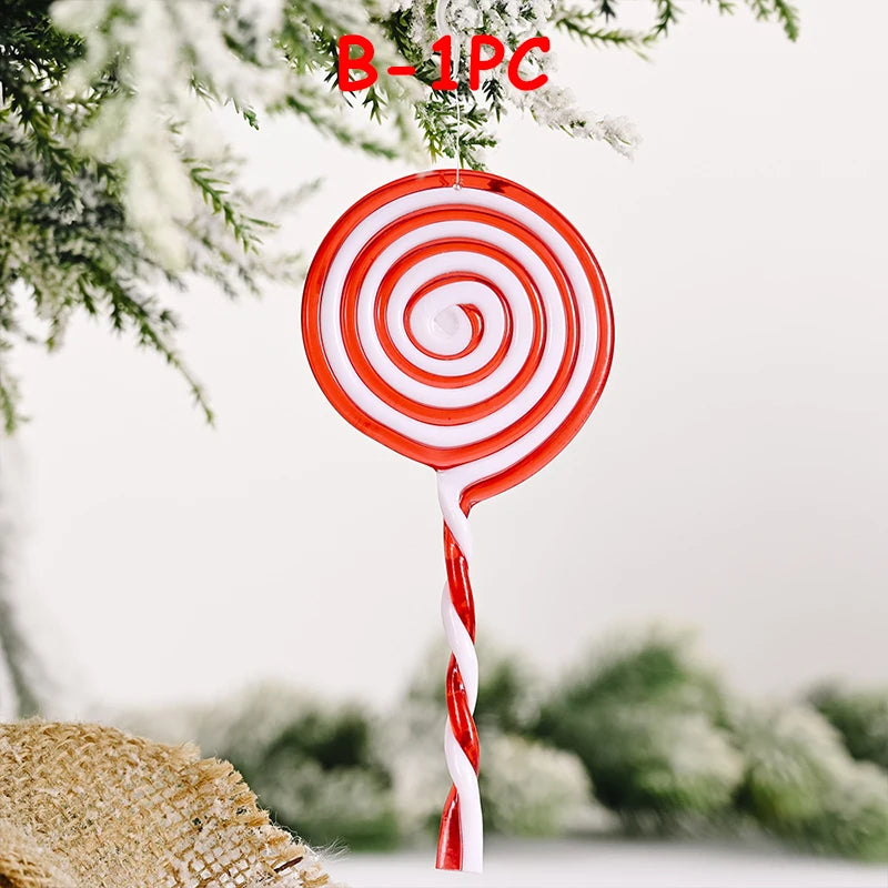 Christmas Candy Santa Claus Pendants Hanging Grinch Red Green White Meteor Candy Strips Beading Creative Diy Hanging Decoration