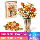 868PCS Rose Bouquet Building Blocks Eternal Flower Vase Bricks Home Decoration Girl Romantic Valentine's Day Gifts Kids DIY Toys