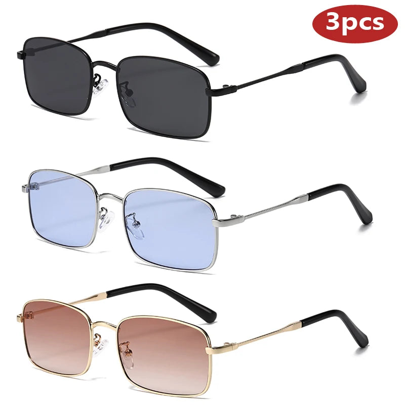 1/3pcs Classical Square Metal Sunglasses Fashion Men Sunglasses Women Outdoor Sports UV Resistant Eyeglass Luxury Design UV400 ﻿