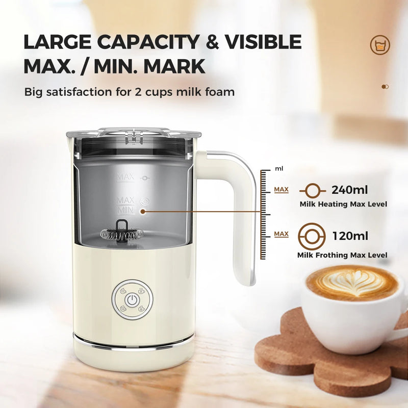 Cafelffe 4in1Electric Milk Frother Frothing Foamer Chocolate Mixer Cold/Hot Latte Cappuccino Fully Automatic Milk Warmer Cool