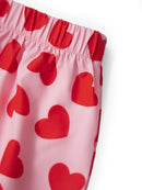 Women s Valentine s Day Pajama Set with Heart Print Short Sleeve Top and Drawstring Shorts Cute Sleepwear Loungewear Set for