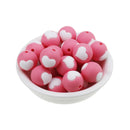 10pc/Lot  Valentines Day Silicone Beads Focal Heart Round Marking DIY Necklace Baby Pacifier Chain Beads For Making Jewelry