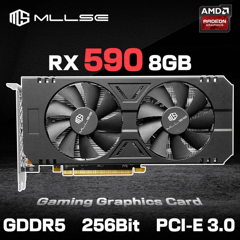 MLLSE AMD RX 590 GME 8GB  Placa De Video Gaming Graphics Card GDDR5 256Bit PCI Express 3.0 ×16 8Pin Radeon GPU rx590 Series