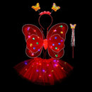 LED Children Costume Props Girls Skirts Angel Luminous Wings Flashing Butterfly Skirt Lights Suit 2-8year Easter Valentines Day