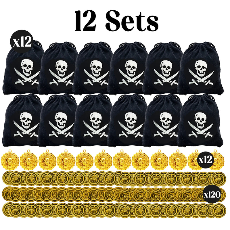6-48Sets Pirate Party Supplies Halloween Pirate Costumes Child Birthday Party Favors Pirate Accessories Pirate Hat Sword