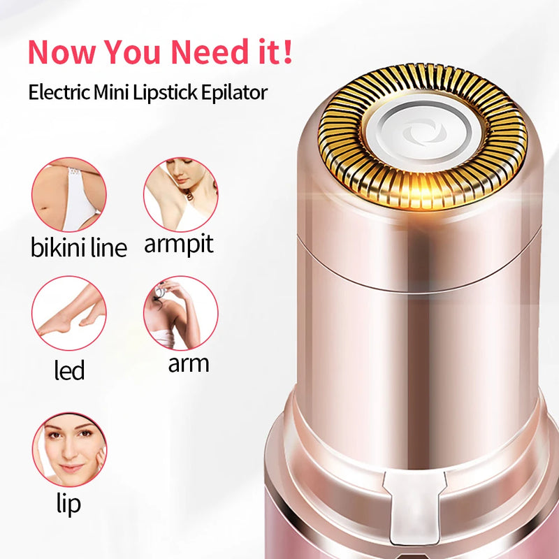 USB Rechargeable Electric Hair Removal Lipstick Shape Female Facial Epilator Remover Painless Safety Women Full Body Hair Shaver