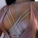 Sexy Shiny Crossed Network Rhinestone Bra Body Chain Exaggerated Women's Crystal Bikini Bra Chain Valentine's Day Gift