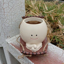 Hanging Hammock Planter Resin Swing Smile Face Planter Creative Cute Plant Succulent Pots for Indoor Outdoor Plant