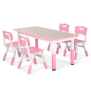 Kids Table and 4 Chairs Set, Height Adjustable Toddler Table and Chair Set, Graffiti Desktop, Non-Slip Legs, Children Multi-Acti