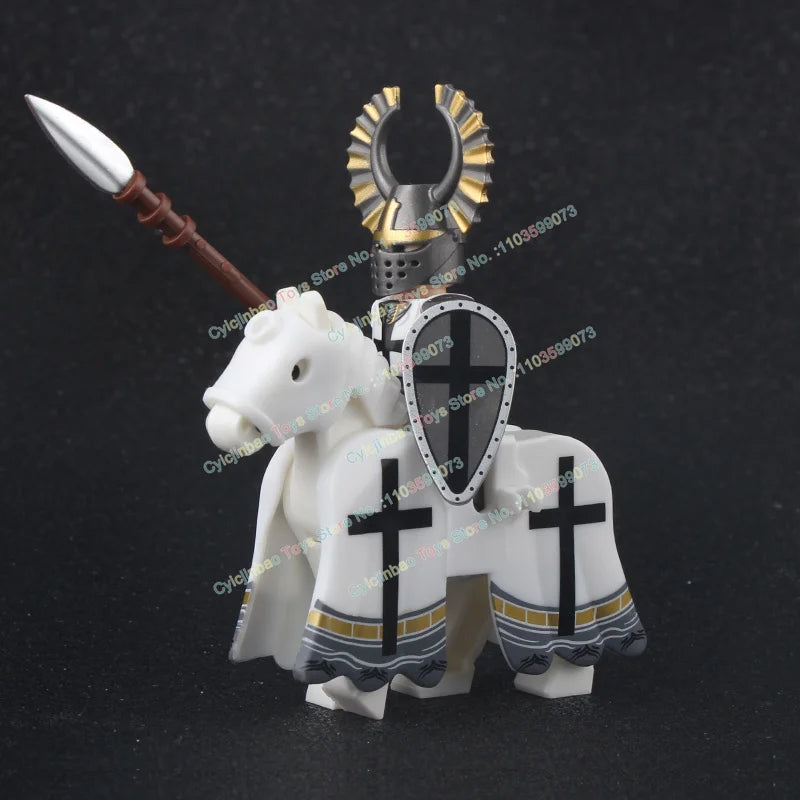 Medieval Knight Stormwind City Guard Reloaded Golden Horse Silver Horse Action Figures Building Blocks Accessories Toys DT8902