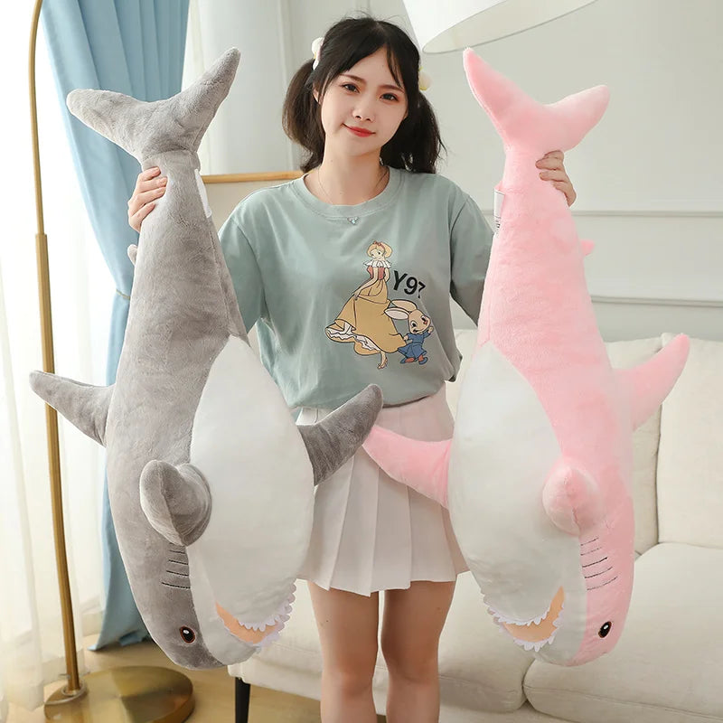 15-140cm Colorful Shark Plush Toy Blue/Pink/Grey Stuffed Animal Fish Soft Doll Whale Sleep Pillow Kawaii Gift for Kid Girl Boys