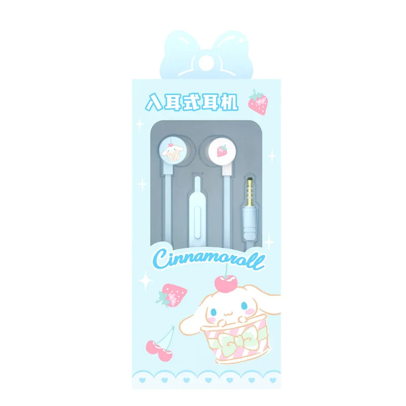 Sanrio in-ear Wired Headphones My Melody Music Sports Earbuds Kuromi Cinnamoroll Kawaii Gaming Earphones Pochacco Girls Gifts