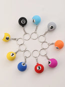 9pcs PVC Billiard Keychain Fashion Cute Cartoon Colorful Bag Key Chain Keyring Ornament Bag Purse Charm Accessories Easter Gifts