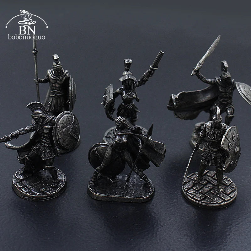 1pcs Ancient Spartan Rome Soliders Figurines Miniatures Vintage Metal Soldiers Model Statue Desktop Ornament Gift