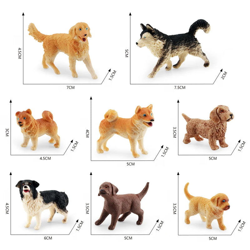 Realistic Plastic Puppy Figures Playset Hand Painted Mini Dogs Animals Toy Cake Toppers Easter Eggs Christmas Birthday Gift