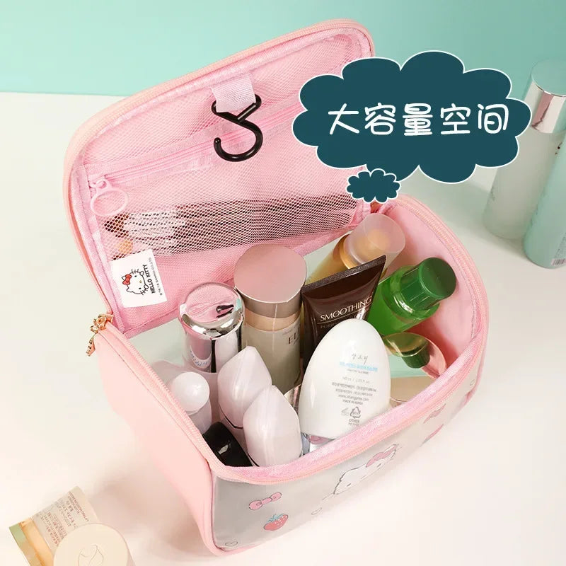 Hello Kitty Cute Cosmetic Bags Sanrio Storage Box Kawaii Toiletry Pouch Make Up Case Lipstick Bag Makeup Purse Organizer Zipper