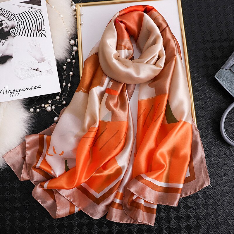 180*90cm Luxury Brand Spring Autumn New Silk Scarf Women Shawl Fashion Soft Poncho Chiffon Hijab Foulard Muffler Bandanna Pareo