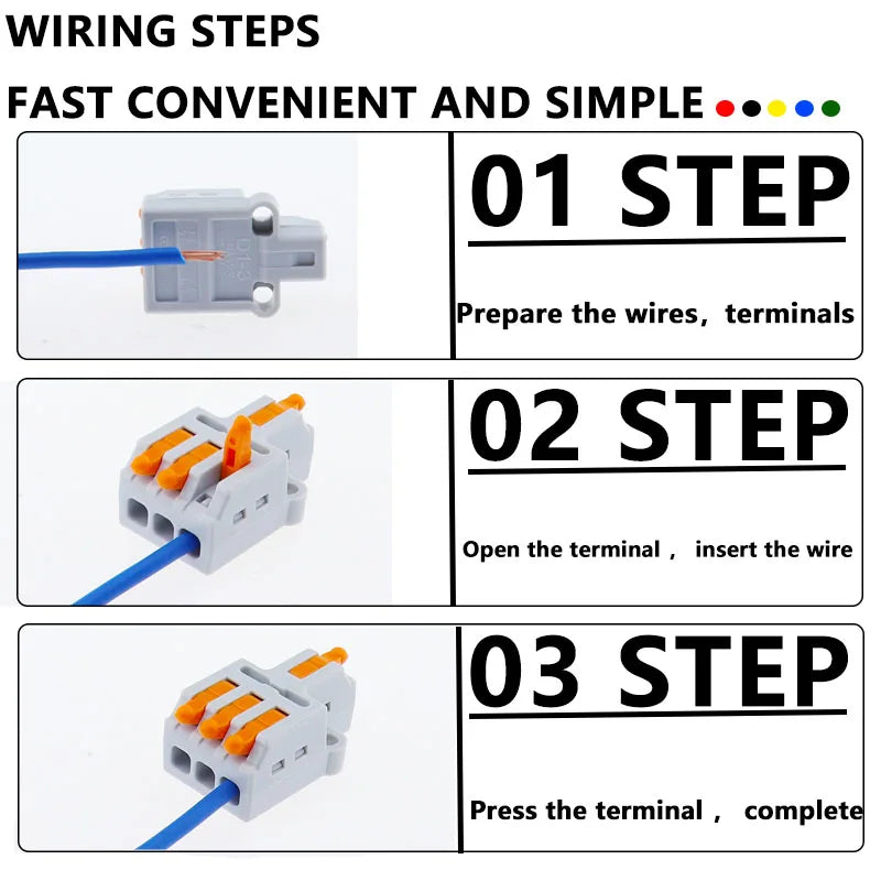 Mini Quick Wire Conductor Connector Universal Compact 2/3 Pin Splicing Push-inTerminal Block 1 in multiple out with fixing Hole