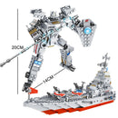1000+PCS Military Series Warship Fighter Robot Building Blocks Boat Airplane Car Set Toys For Children Gifts