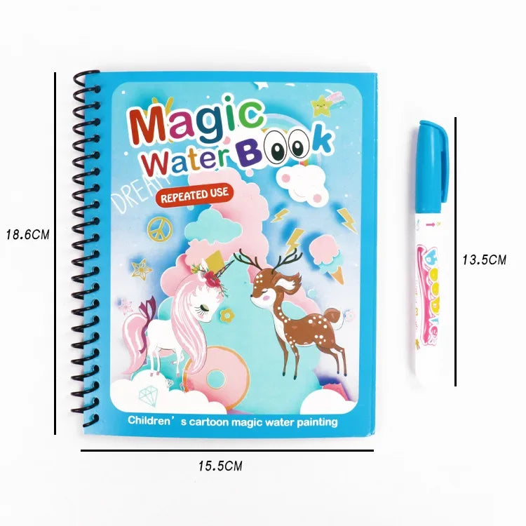 Reusable Magic Water Drawing Book Sensory Early Education Coloring Book Perfect Educational Toys for Kids Ideal Birthday Gift