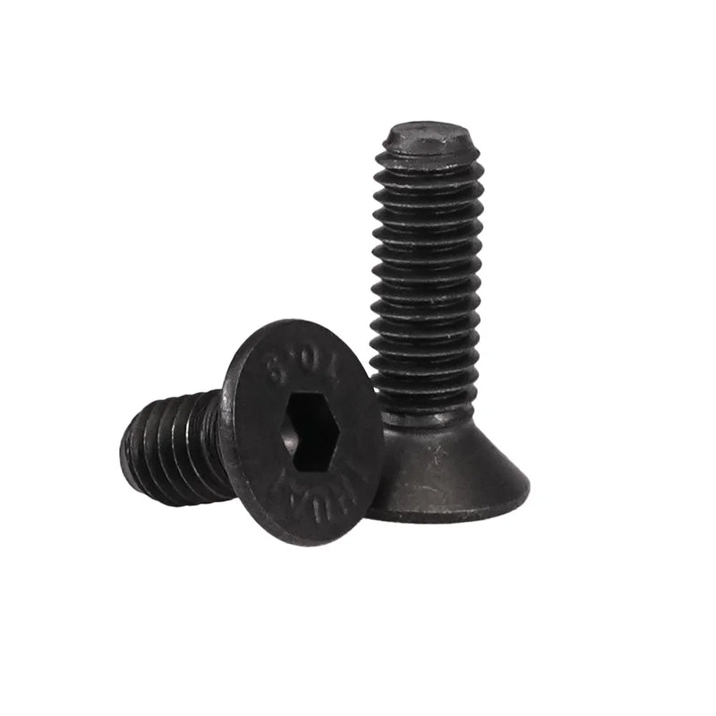 Grade 10.9 Carbon Steel Black Countersunk Flat Head Hex Bolt Nut Kit Electric Machine Screws Hexagon Allen Bolts M2 M3 M4 M5 M6