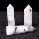 Natural Black Tourmaline Quartz Crystal Hex Point Healing Stone Energy Mineral 50-80mm Obelisk Column Living Room Decoration