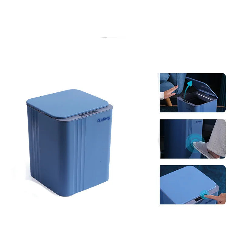 12-20L Smart Sensor Trash Can Toilet Can with Lid Electric Automatic Garbage Bin Waterproof Trash Can for Kitchen Bathroom