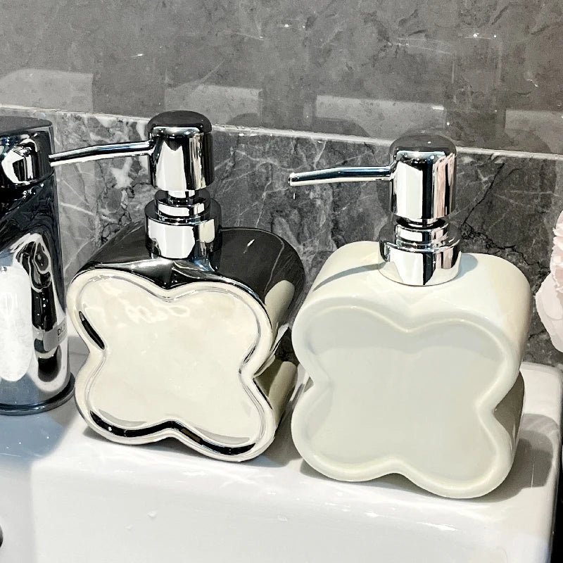 Creative Flower Shaped Ceramic Emulsion Bottle Shampoo Shower Gel Bottle Soap Dispenser Portable Soap Bottle Bathroom Supplies