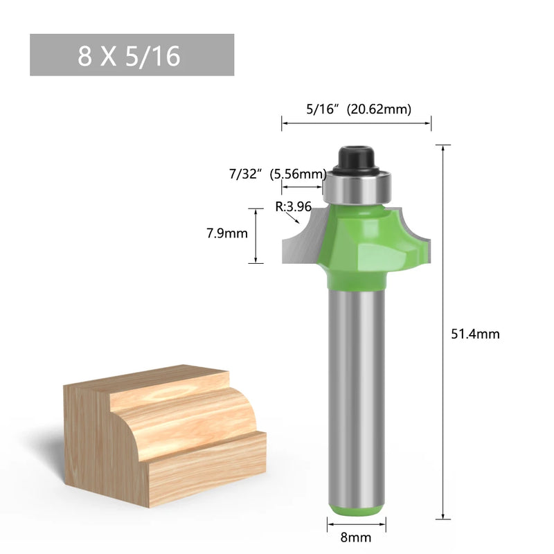 LAVIE 1pc 8mm Shank Beading Bit Tungsten Carbide Double Edging Router Bits Milling Cutter For Wood Woodworking Tools C0805216GN