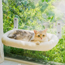 Mewoofun Foldable Cat Window Perch with 4 Strong Suction Cups Cordless Cat Window Hammock Removable Soft Cover White Brown Green