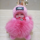Sleeping Baby Keychain Cute Soft Fluffy Plush Doll Key Ring Women Girl Bags Pendant Backpack Accessories Gifts