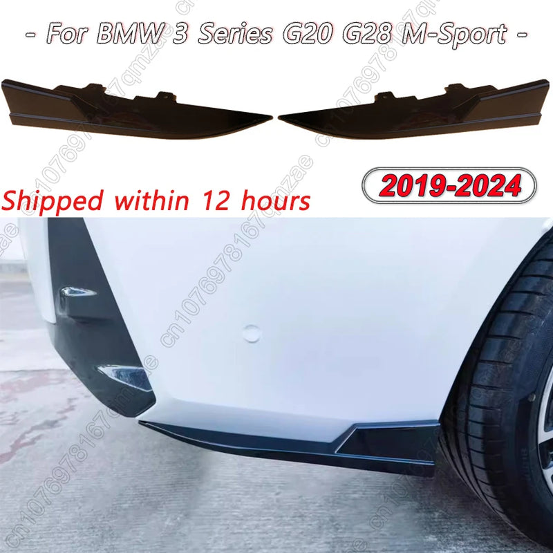 For BMW 3 Series G20 G28 325 330 M-Sport 2019-2024 Rear Bumper Splitter Side Spoiler Canards Apron Cover Sticker Car Accessories