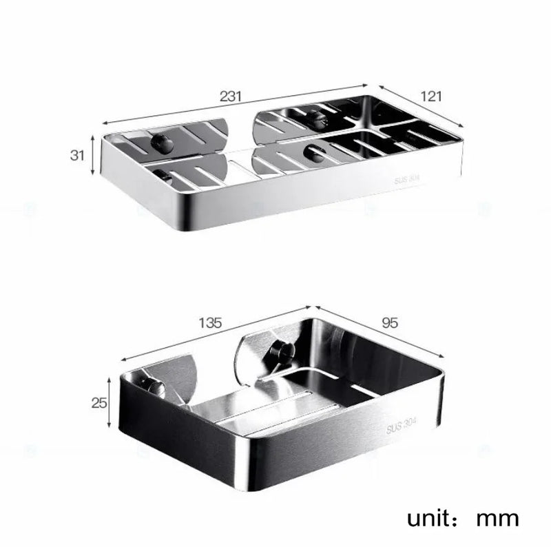 Bathroom 304 stainless steel drain soap dish bathroom shelf soap basket toilet wall mount storage soap holder