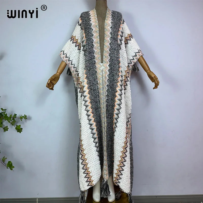 WINYI woman Winter Knitted cardigan coat Loose Christmas Fashion hipster party dress Thick Warm free size Female cloke overcoat