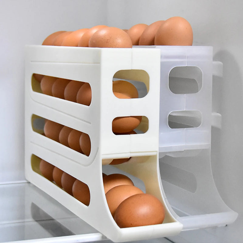 Refrigerator Egg Storage Box Automatic Scrolling Egg Holder Kitchen Large Capacity Dedicated Rolling Egg Storage Box for Kitchen