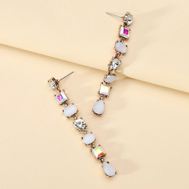 Elegant Cute Teardrop Fashion Shiny Rhinestone Wedding Party Pendant Jewelry Luxury Design Charm Dangle Earrings For Women Gift