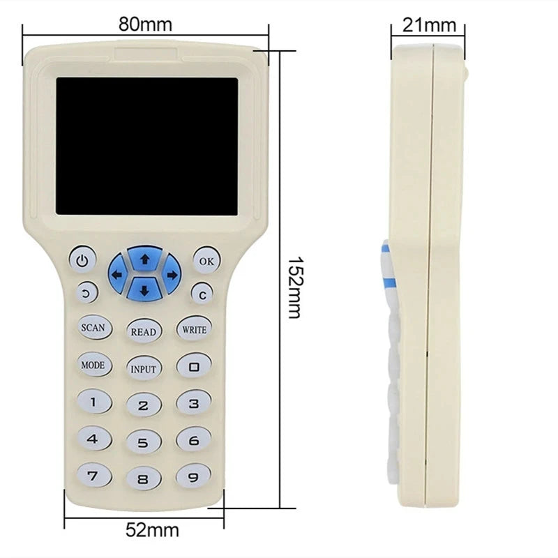 English Version 10 Frequency RFID Reader Writer Copier LCD Screen Duplicator With USB Cable For IC/ID 125KHz 13.56MHz Card