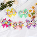 ncmama 4.5" Easter Day Hair Clips for Girls Kids Handmade Swallowtail Stack Rabbit Hair Bows Hairpins Fashion Hair Accessories