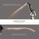 KINGSEVEN Handmade Black Walnut Wooden Sunglasses Men Polarized UV400 Protection Semi-Rimless Retro Eyewear Women For Driving