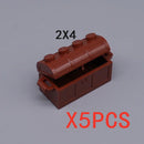 MOC Building Blocks Figures Accessories Cash Dollar Coin Bag Model Gold Silver Bar Colored Diamond Treasure Box Series Coffer